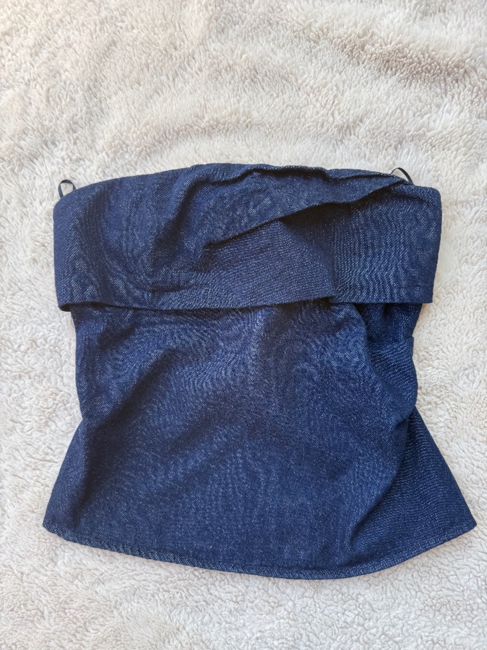 Zara Navy Denim Strapless Top Size XS